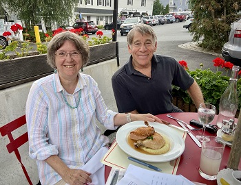 Biography Carol de Giere and Stephen Schwartz at lunch interview meeting, June 30, 2023. Connecticut. 